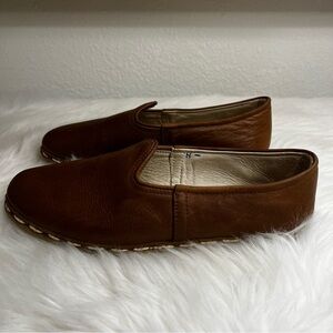 Sabah Tan Leather Slip-Ons